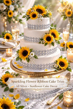 Load image into Gallery viewer, Flower Cake Ribbon Trim 30mm Rhinestone Effect Wedding Cake Banding Luxury Cake Border Birthday & Celebration Cake Decor- 19 COLOR OPTIONS