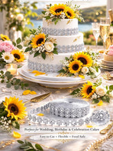 Load image into Gallery viewer, Flower Cake Ribbon Trim 30mm Rhinestone Effect Wedding Cake Banding Luxury Cake Border Birthday & Celebration Cake Decor- 19 COLOR OPTIONS