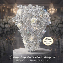 Load image into Gallery viewer, Diamante Brooch Bouquet: Crystal Rhinestone Wedding Cascade