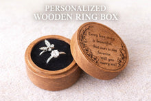 Load image into Gallery viewer, Personalised Wooden Ring Box, Engraved Proposal Ring Box, Custom Walnut Wedding Ring Holder, Luxury Engagement Ring Box