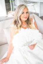 Load image into Gallery viewer, Ostrich Feather Wedding Fan: Rhinestone Crystal Bridal Hand Fan