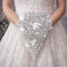 Load image into Gallery viewer, Diamante Brooch Bouquet: Crystal Rhinestone Wedding Cascade