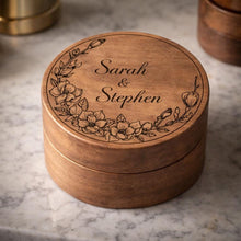 Load image into Gallery viewer, Personalised Wooden Ring Box, Engraved Proposal Ring Box, Custom Walnut Wedding Ring Holder, Luxury Engagement Ring Box