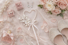 Load image into Gallery viewer, Flower Pearl heart flower girl wand by Crystal wedding uk