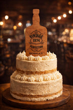 Load image into Gallery viewer, Whiskey Bottle Cake Topper, Vintage Birthday Cake Topper, Personalised Any Name & Year, Mens Birthday topper, Whisky Lover Cake Decor