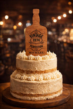 Load image into Gallery viewer, Whiskey Bottle Cake Topper, Vintage Birthday Cake Topper, Personalised Any Name & Year, Mens Birthday topper, Whisky Lover Cake Decor