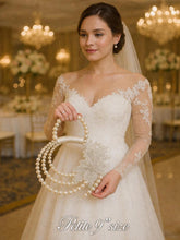 Load image into Gallery viewer, Pearl Bridal Bouquet, Rhinestone Flower,Art Deco style Elegant Wedding Accessory