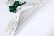 Load image into Gallery viewer, Personalised Wedding Hanger, Bride Hanger, Engraved Wooden Hanger, Bridesmaid Gift, Custom Wedding Dress Hanger, Name Role Date with hearts