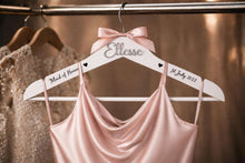 Load image into Gallery viewer, Personalised Hangers/ Swarovski crystal name Engraved Hangers Bride & Bridesmaid/Wedding Gift/ Bridal Dress Hanger/Wedding Hanger/