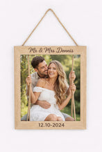 Load image into Gallery viewer, Personalized Photo frame Engraved Rustic Wedding Gift, Anniversary picture frame gift , Couples photo memory picture Mr& Mrs photo gift