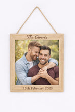 Load image into Gallery viewer, Personalized Photo frame Engraved Rustic Wedding Gift, Anniversary picture frame gift , Couples photo memory picture Mr& Mrs photo gift