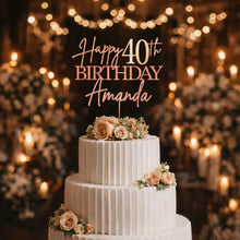 Load image into Gallery viewer, Birthday Cake Topper, Happy 50th Birthday Cake Topper, Custom name decor, Personalised wood Birthday Topper 18th 21st 30th 40th 60th
