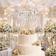 Load image into Gallery viewer, Birthday Cake Topper, Happy 50th Birthday Cake Topper, Custom name decor, Personalised wood Birthday Topper 18th 21st 30th 40th 60th