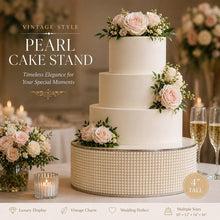 Load image into Gallery viewer, Pearl Cake Stand, Ivory Wedding Cake Stand, Luxury Cake Display, 4" Tall, 10 12 14 16 Inch Round Cake Base, Elegant Wedding Decor