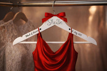 Load image into Gallery viewer, Personalised Hangers/ Swarovski crystal name Engraved Hangers Bride & Bridesmaid/Wedding Gift/ Bridal Dress Hanger/Wedding Hanger/