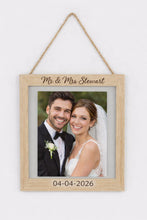 Load image into Gallery viewer, Personalized Photo frame Engraved Rustic Wedding Gift, Anniversary picture frame gift , Couples photo memory picture Mr& Mrs photo gift