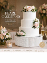 Load image into Gallery viewer, Pearl Cake Stand, Ivory Wedding Cake Stand, Luxury Cake Display, 4" Tall, 10 12 14 16 Inch Round Cake Base, Elegant Wedding Decor