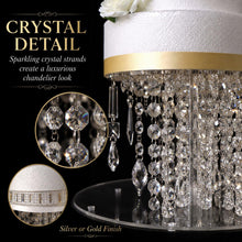 Load image into Gallery viewer, Crystal Chandelier Wedding Cake Stand LED Illuminated Cake Centrepiece Tall Luxury Floating Cake Display Illusion 3 tier set