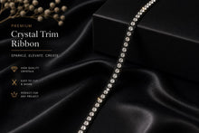 Load image into Gallery viewer, Crystal Diamante Ribbon: Black Back clear glass crystals im trBanding, Superior Sparkle (1 Yard)