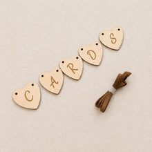 Load image into Gallery viewer, Wooden Wedding Sign Bunting Rustic Heart Garland, Top table, Cards, Dessert cart OR Any personalisation