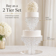 Load image into Gallery viewer, Crystal wedding cake stand 2 tier set Premium crystal light up cake holder, unique cake stand special events