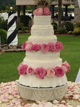 Load image into Gallery viewer, Pearl Rhinestone Wedding Cake Stand Vintage Inspired Mirror Top Cake display stand
