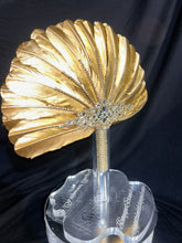 Load image into Gallery viewer, Wedding feather fan, SILVER OR GOLD brides  fan, wedding hand fan, Great Gatsby  any colour as custom made by Crystal wedding uk
