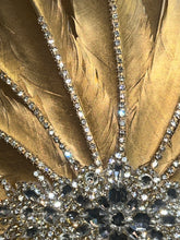 Load image into Gallery viewer, Wedding feather fan, SILVER OR GOLD brides  fan, wedding hand fan, Great Gatsby  any colour as custom made by Crystal wedding uk
