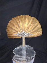 Load image into Gallery viewer, Wedding feather fan, SILVER OR GOLD brides  fan, wedding hand fan, Great Gatsby  any colour as custom made by Crystal wedding uk
