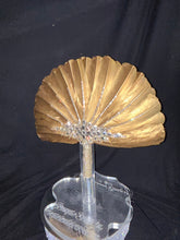 Load image into Gallery viewer, Wedding feather fan, SILVER OR GOLD brides  fan, wedding hand fan, Great Gatsby  any colour as custom made by Crystal wedding uk

