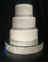 Load image into Gallery viewer, Rhinestone cake stand, Diamante cake platform, cake plateau rose gold, pearl,silver + more colours by Crystal wedding uk
