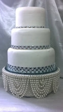 Load image into Gallery viewer, Pearl Rhinestone Wedding Cake Stand Vintage Inspired Mirror Top Cake display stand
