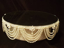 Load image into Gallery viewer, Wedding cake stand, Artificial Pearl Drape design rhinestone - round or square all sizes by Crystal wedding uk
