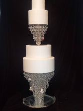 Load image into Gallery viewer, Crystal Chandelier Cake Stand Set 2 Tier Wedding Cake Separator, Clear Glass Crystal Cake Display, Luxury Wedding Cake Stand
