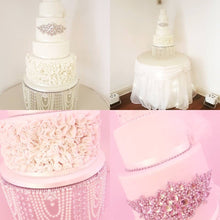 Load image into Gallery viewer, Pearl Wedding Cake Stand: GATSBY ART DECO . Floating Acrylic Base, Custom Sizes
