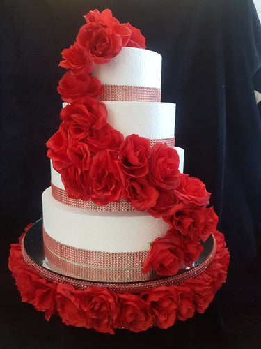 Rose wedding cake stand & Roses for the cake side many colours by Crystal wedding uk