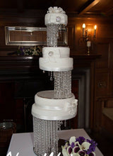 Load image into Gallery viewer, Crystal cake stand + 2 separators chandelier wedding cake with LED Lights,set of 3 pieces side bar Illusion 6&quot; 10&quot; 14&quot; by Crystal wedding uk
