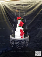 Load image into Gallery viewer, Crystal Draped Chandelier Cake Swing: Heavy Duty Wedding Cake Stand

