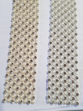 Load image into Gallery viewer, Diamante &amp; pearl ribbon string style banding for wedding cake decoration 1 yard - White or Ivory by Crystal wedding uk
