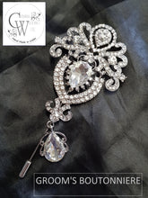 Load image into Gallery viewer, Brooch bouquet Heart shaped, trailing,cascading, jewel heart wedding bouquet. - Silver - Gold by Crystal wedding uk
