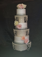 Load image into Gallery viewer, Pearl wedding cake stands, pearl cake dividers. cake tier separators , Ivory by Crystal wedding uk
