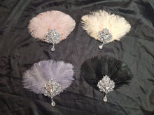 Load image into Gallery viewer, Feather Wrist Corsage: Rhinestone Brooch, 1920s Gatsby Style
