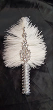 Load image into Gallery viewer, Feather buttonhole Boutonnière , Ostrich Feather and rhinestones by Crystal wedding uk
