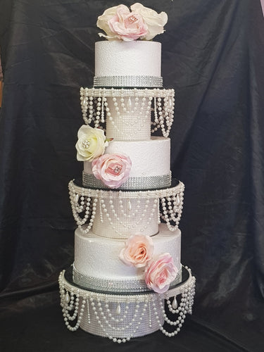 Pearl wedding cake stands, pearl cake dividers. cake tier separators , Ivory by Crystal wedding uk