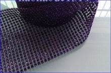 Load image into Gallery viewer, DARK PURPLE Rhinestone ribbon, Diamond Mesh, Diamante Bling, Crystal trim 1 METER cake trim. by Crystal wedding uk
