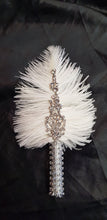 Load image into Gallery viewer, Feather buttonhole Boutonnière , Ostrich Feather and rhinestones by Crystal wedding uk
