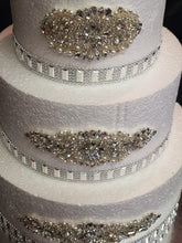 Load image into Gallery viewer, Rhinestone Effect Ribbon: Silver, Rose Gold, or Gold Cake Decoration - 1 Yard
