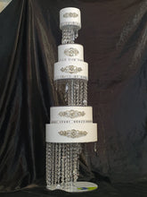 Load image into Gallery viewer, Crystal cake stand + 2 separators chandelier wedding cake with LED Lights,set of 3 pieces side bar Illusion 6&quot; 10&quot; 14&quot; by Crystal wedding uk
