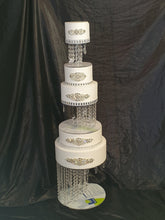 Load image into Gallery viewer, Crystal cake stand + 2 separators chandelier wedding cake with LED Lights,set of 3 pieces side bar Illusion 6&quot; 10&quot; 14&quot; by Crystal wedding uk
