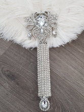 Load image into Gallery viewer, Set of blush pink 6 Feather Fan bouquets, Ostrich feathers, wedding style 1920's - any colour as custom made by Crystal wedding uk
